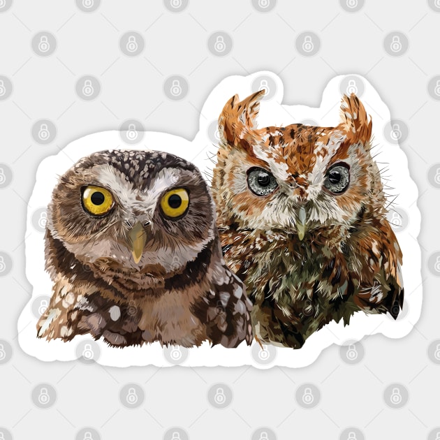 Little Owl and Scops Owl Sticker by obscurite